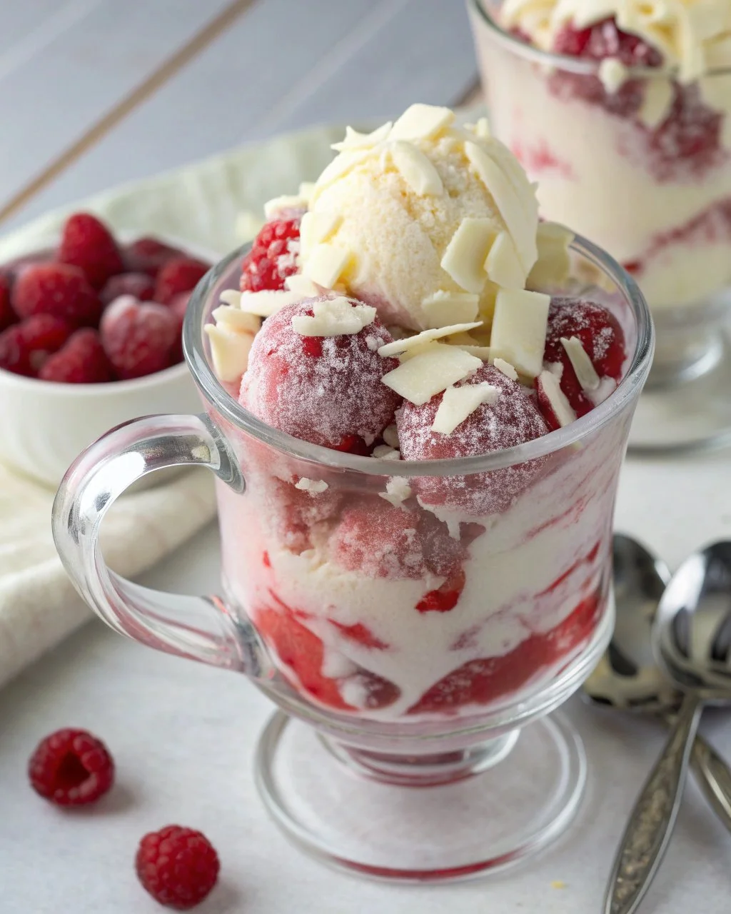 Delicious White Chocolate Raspberries & Cream Latte served in a cozy cafe