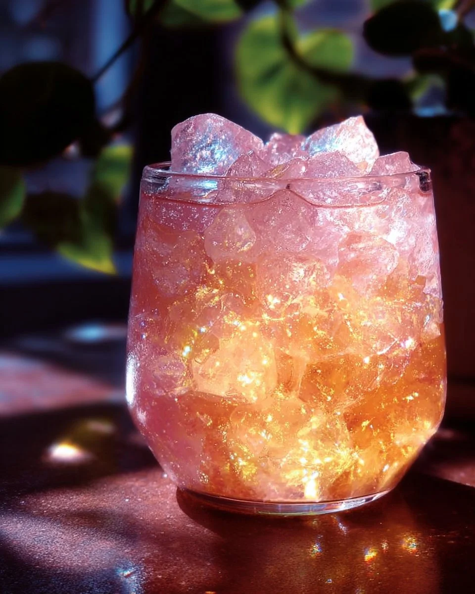 A vibrant glass of Winter Glow Crystal Punch with garnishes on a festive table.
