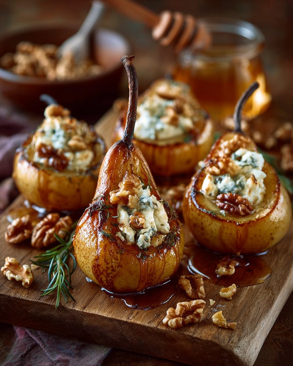 Roasted Pears with Goat Cheese & Maple-Walnut Drizzle