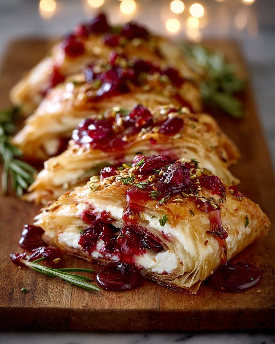 Brie & Cranberry Rotolo with Rosemary Honey Drizzle