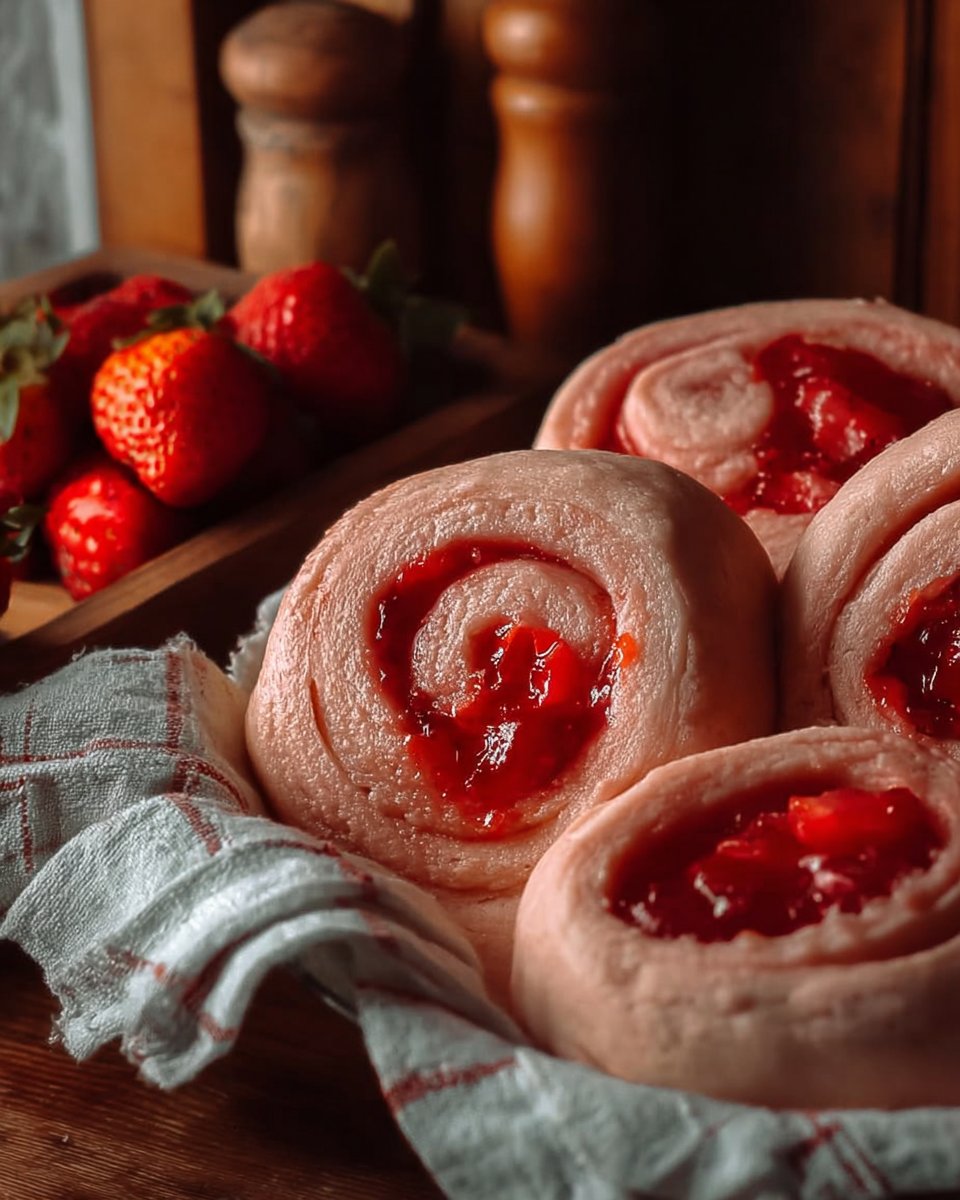 Valentines Rolls with Strawberries