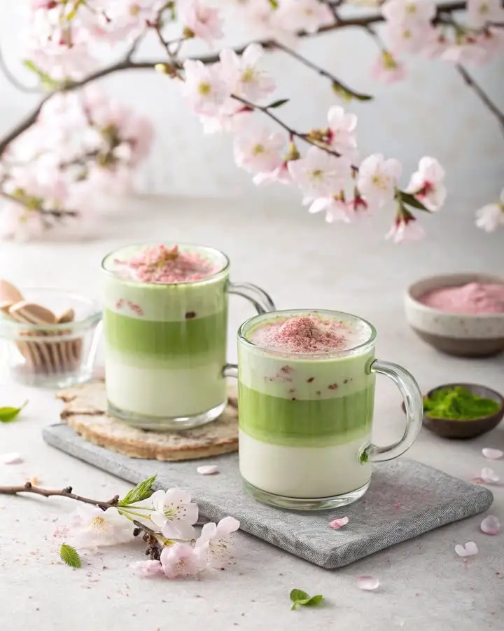 Cherry Blossom Matcha Latte