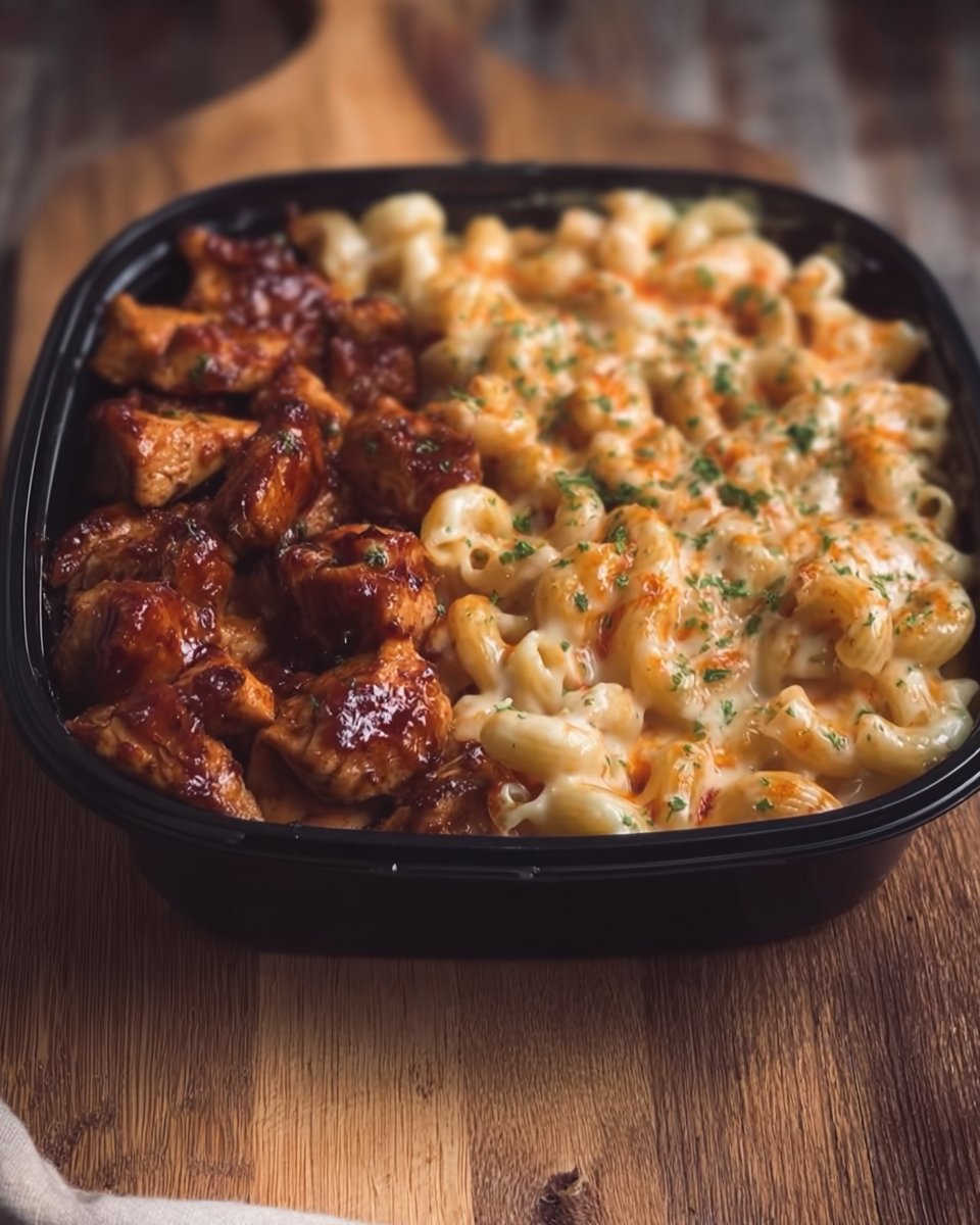 High Protein Honey BBQ Chicken Mac & Cheese Meal Prep