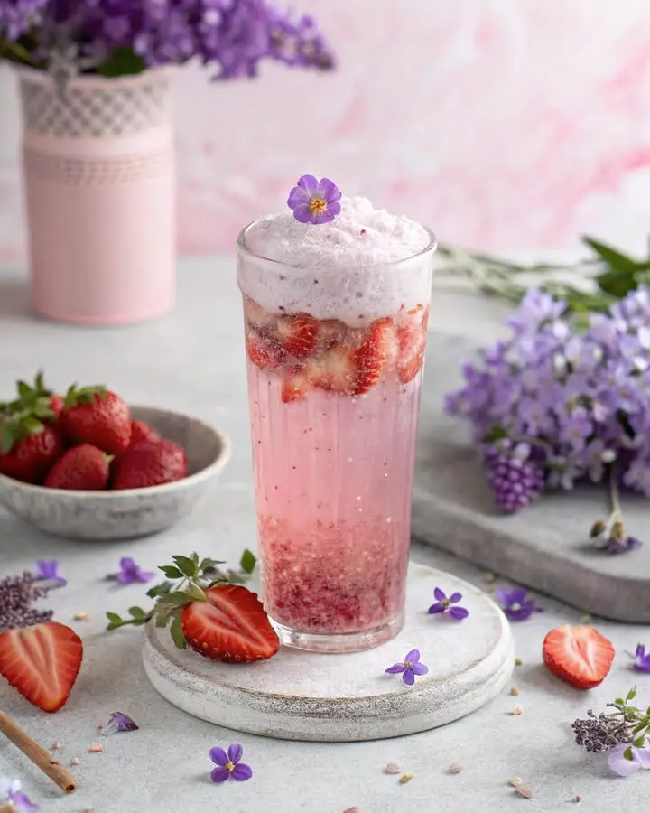 Strawberry-Violet Cold-Foam Tea