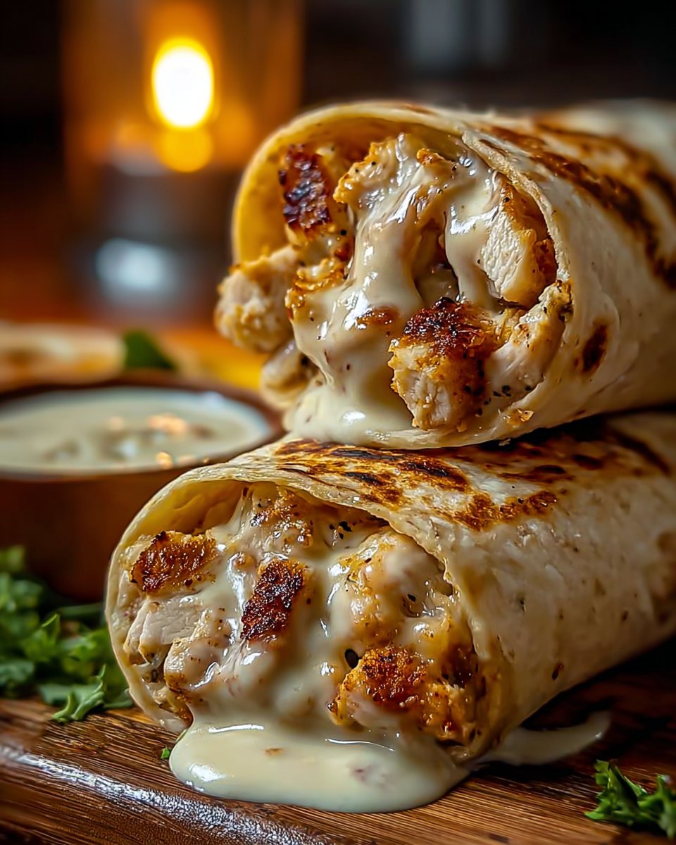 Cheesy Garlic Chicken Wraps
