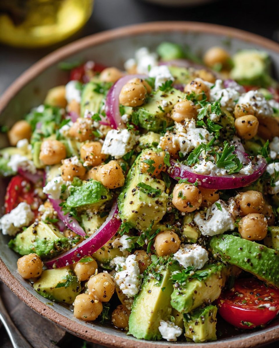 Chickpea Feta Avocado Salad