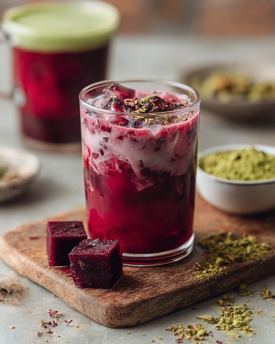 Hibiscus Cardamom Iced Matcha