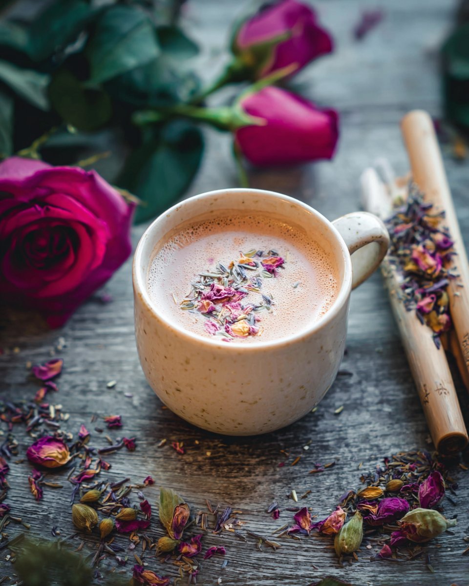 Rose Latte with Adaptogenic Herbs