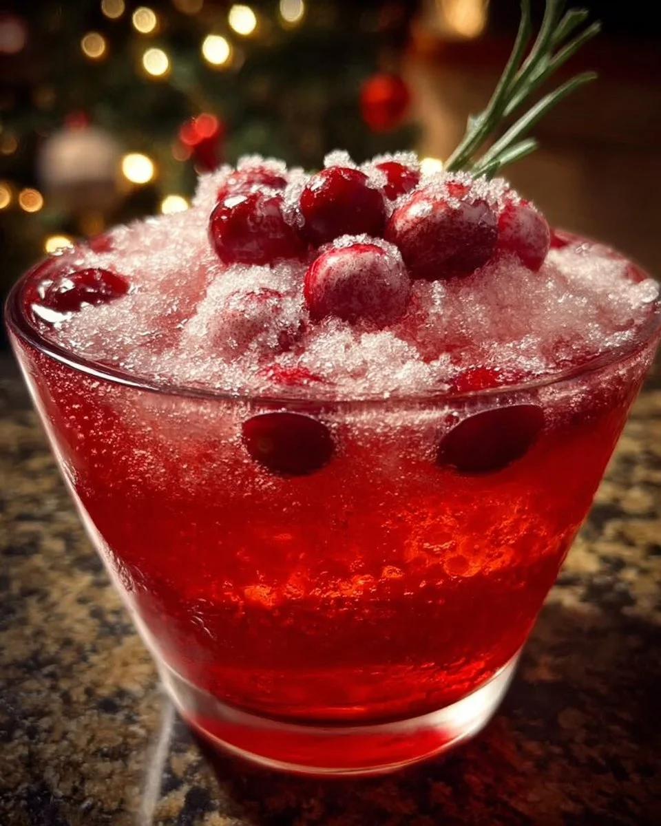 Festive Christmas Ruby Snow Glow Punch served in a glass