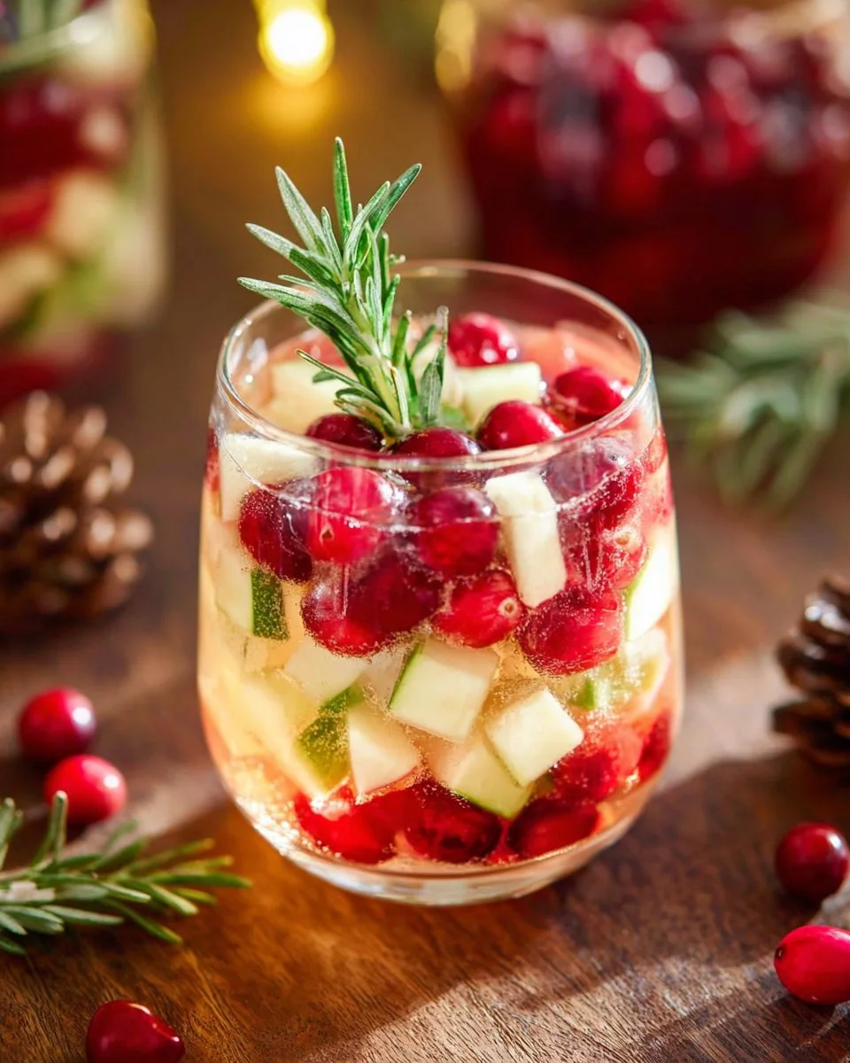 Festive Christmas Sangria with fruits and spices in a glass