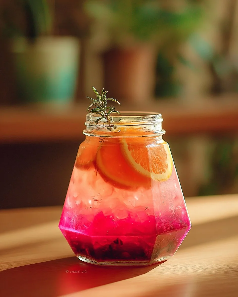 Citrus Dragon Fruit Coconut Refresher drink in a glass with fruit garnishes
