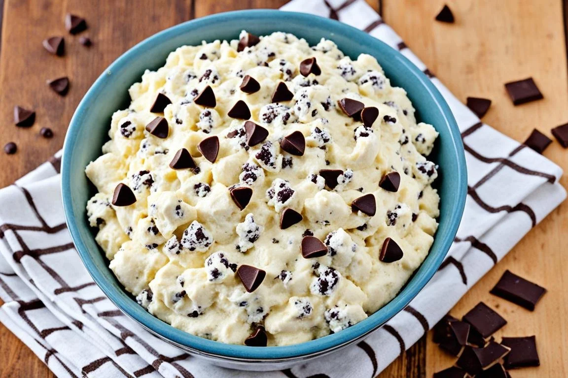 Bowl of cottage cheese cookie dough ready to be baked into cookies