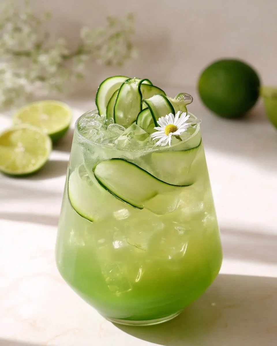 Refreshing Cucumber Spritz Mocktail with mint and lime garnish