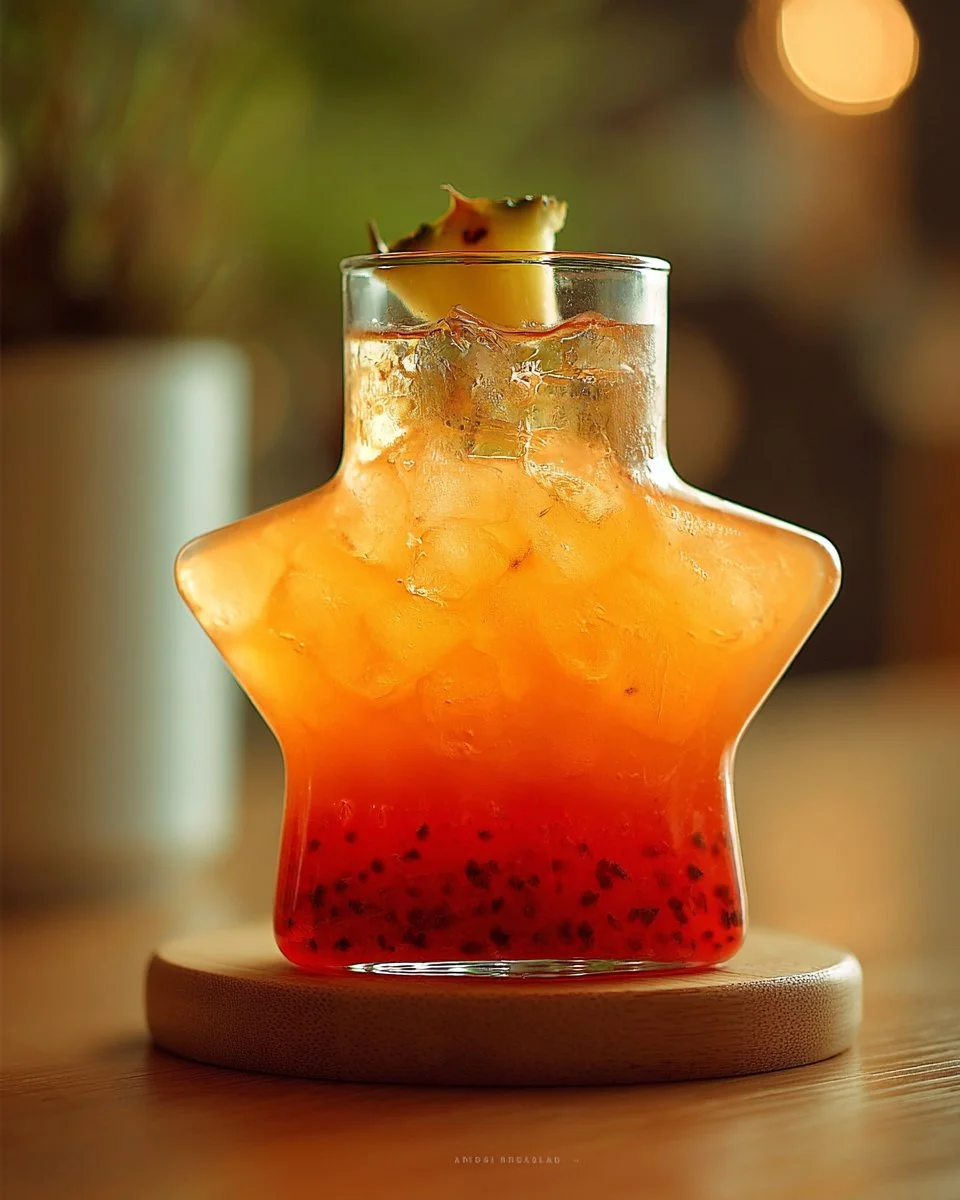 A refreshing glass of dragon fruit watermelon sprite cold tea with ice and fruit garnishes.