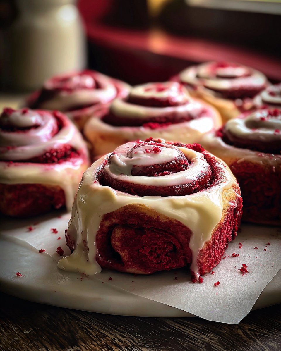 Heavenly Red Velvet Cinnamon Rolls