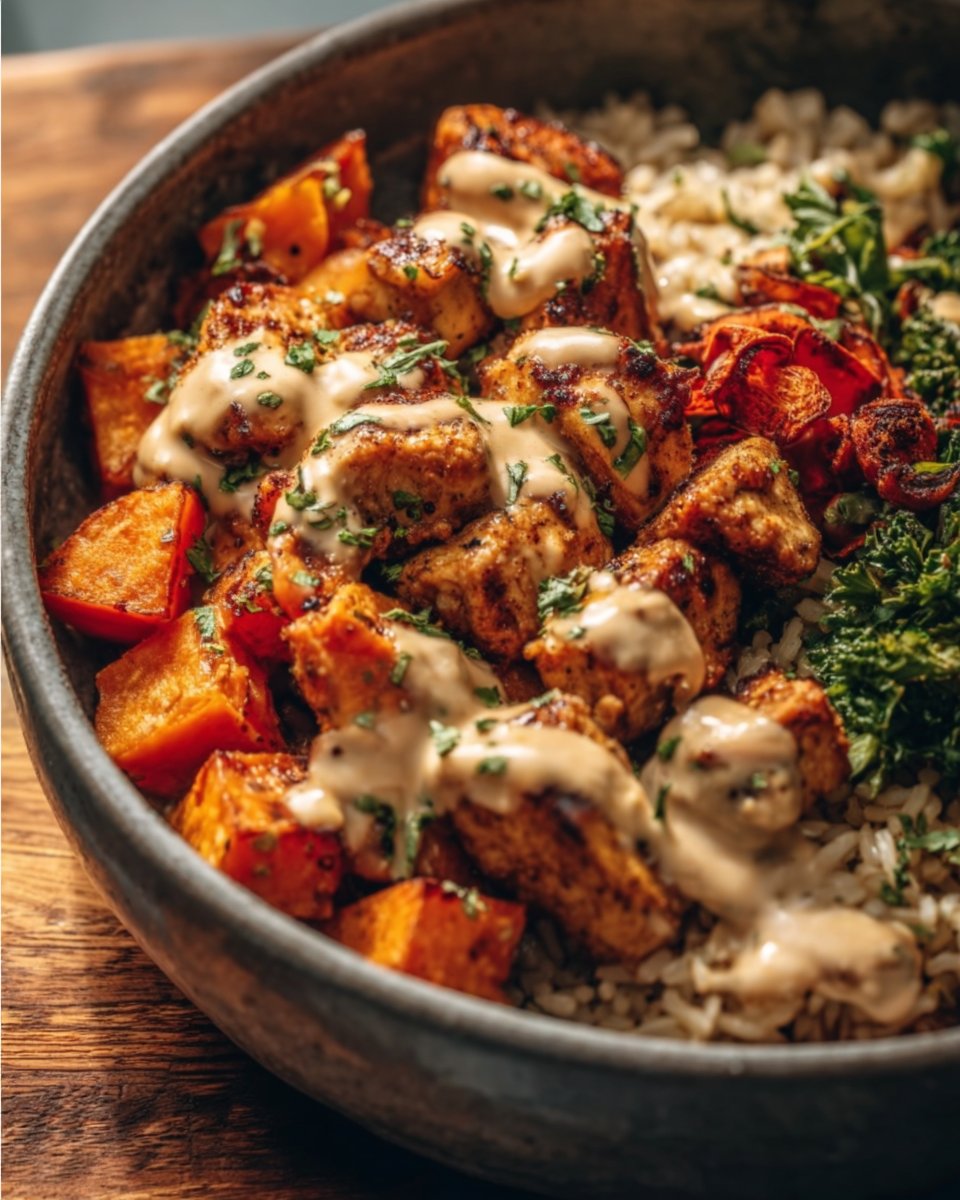 Healthy Chicken & Sweet Potato Rice Bowl