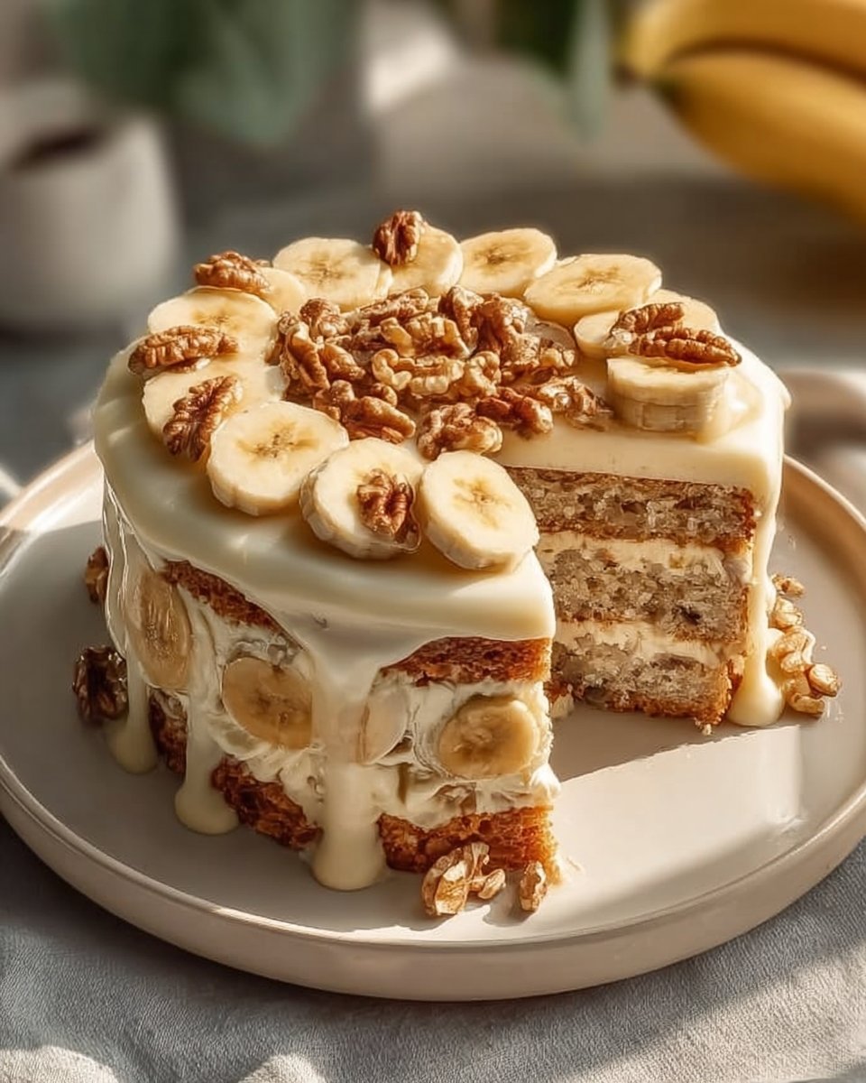 Banana Walnut Cream Cake