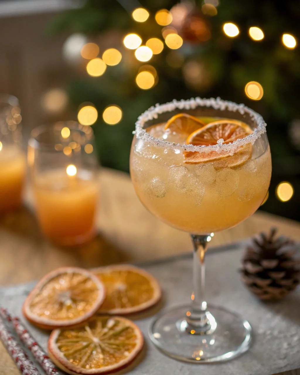 Frosted Citrus Punch served in a glass with vibrant citrus slices