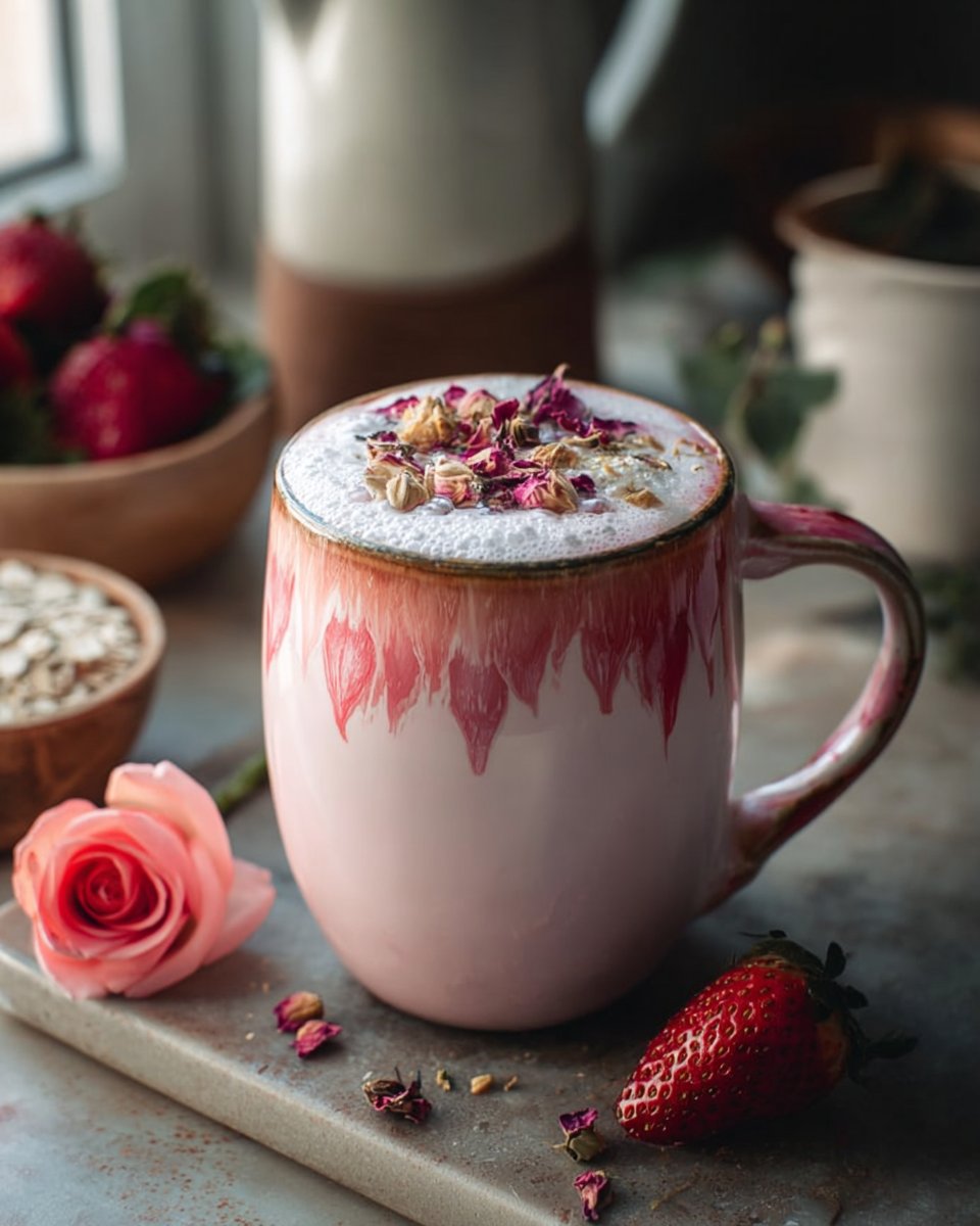 Rose-Strawberry Oat Latte