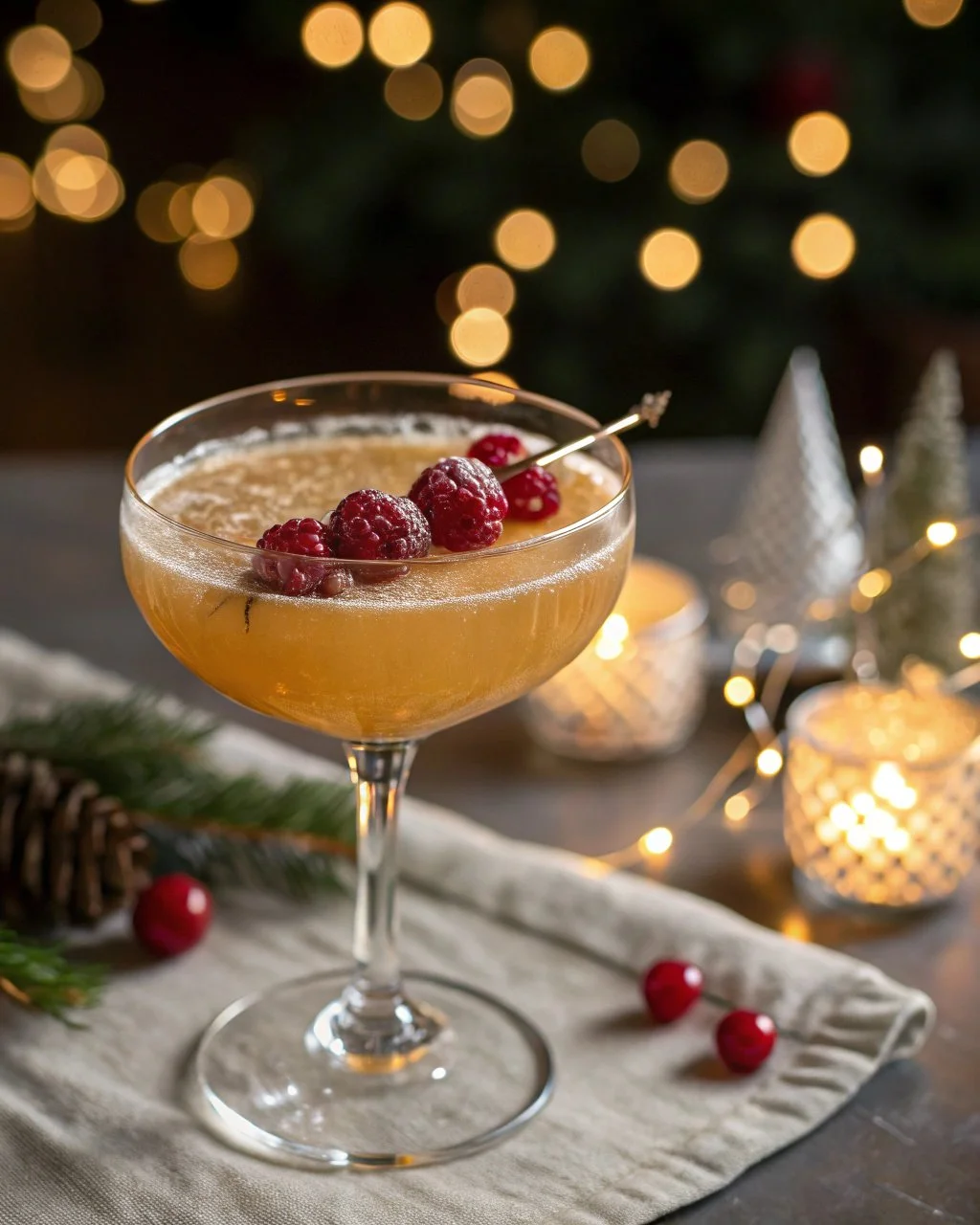 Golden Berry Spritz cocktail with vibrant berries and refreshing ingredients.