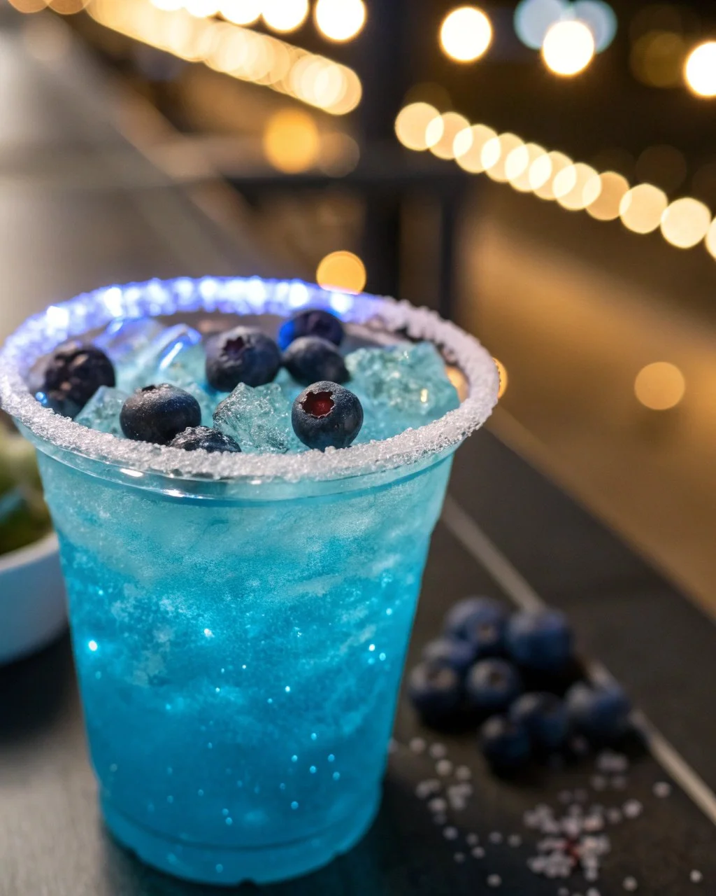 Icicle Glow Punch served in a festive glass with a colorful garnish.