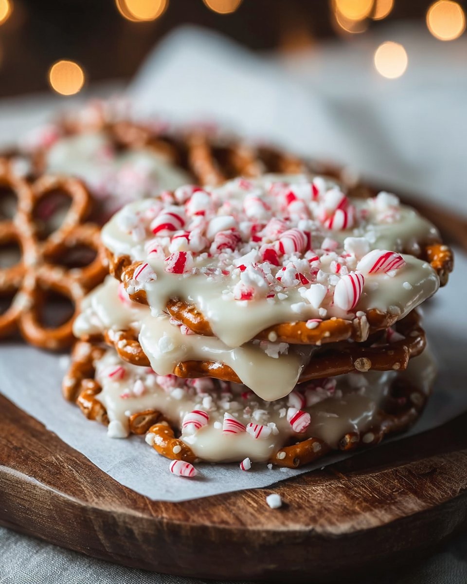 White Chocolate Peppermint Pretzel Crisps