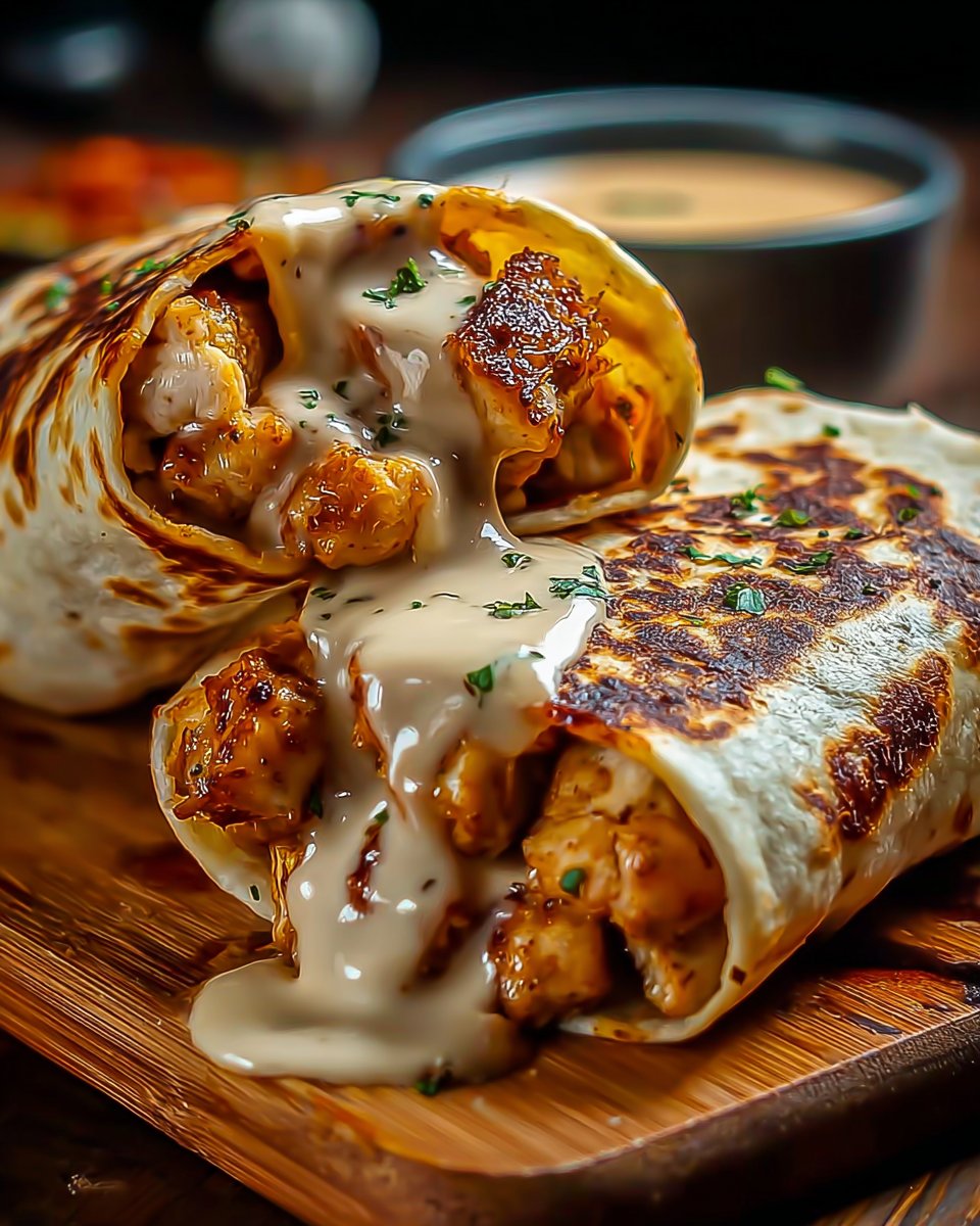 Cheesy Garlic Chicken Wraps