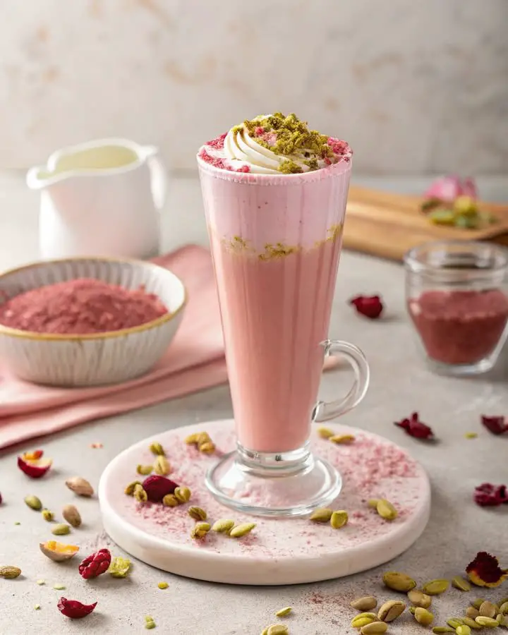 Cherry-Rose Pistachio Latte