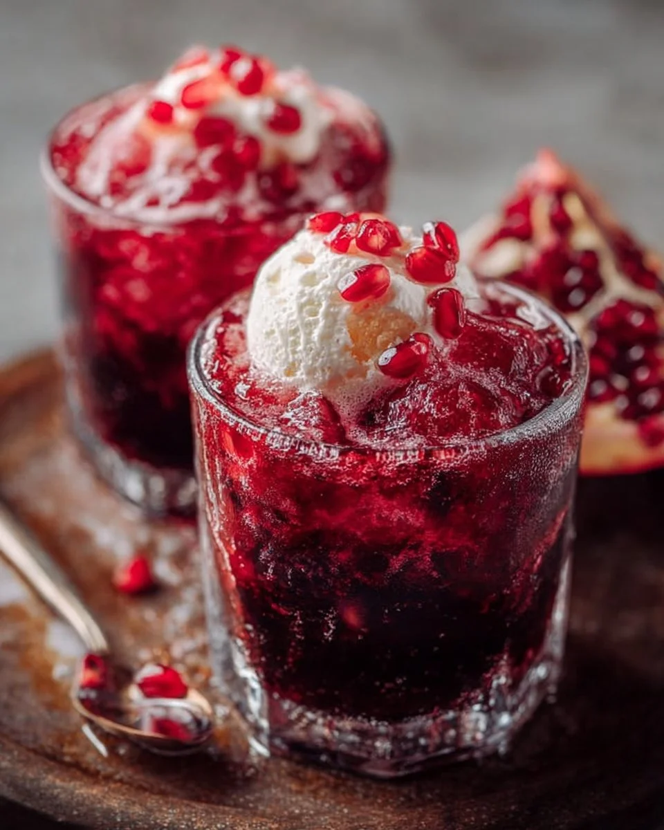 Pomegranate Bliss Float – a refreshing and vibrant drink made with pomegranate flavors.