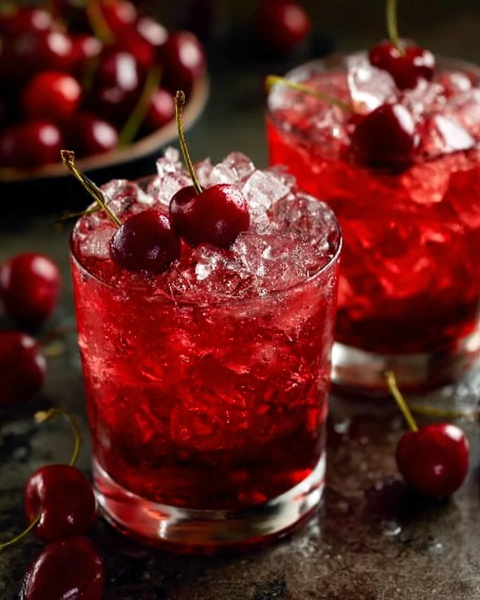 Rudolph's Red Nose Mocktail served in a festive glass with red berries.