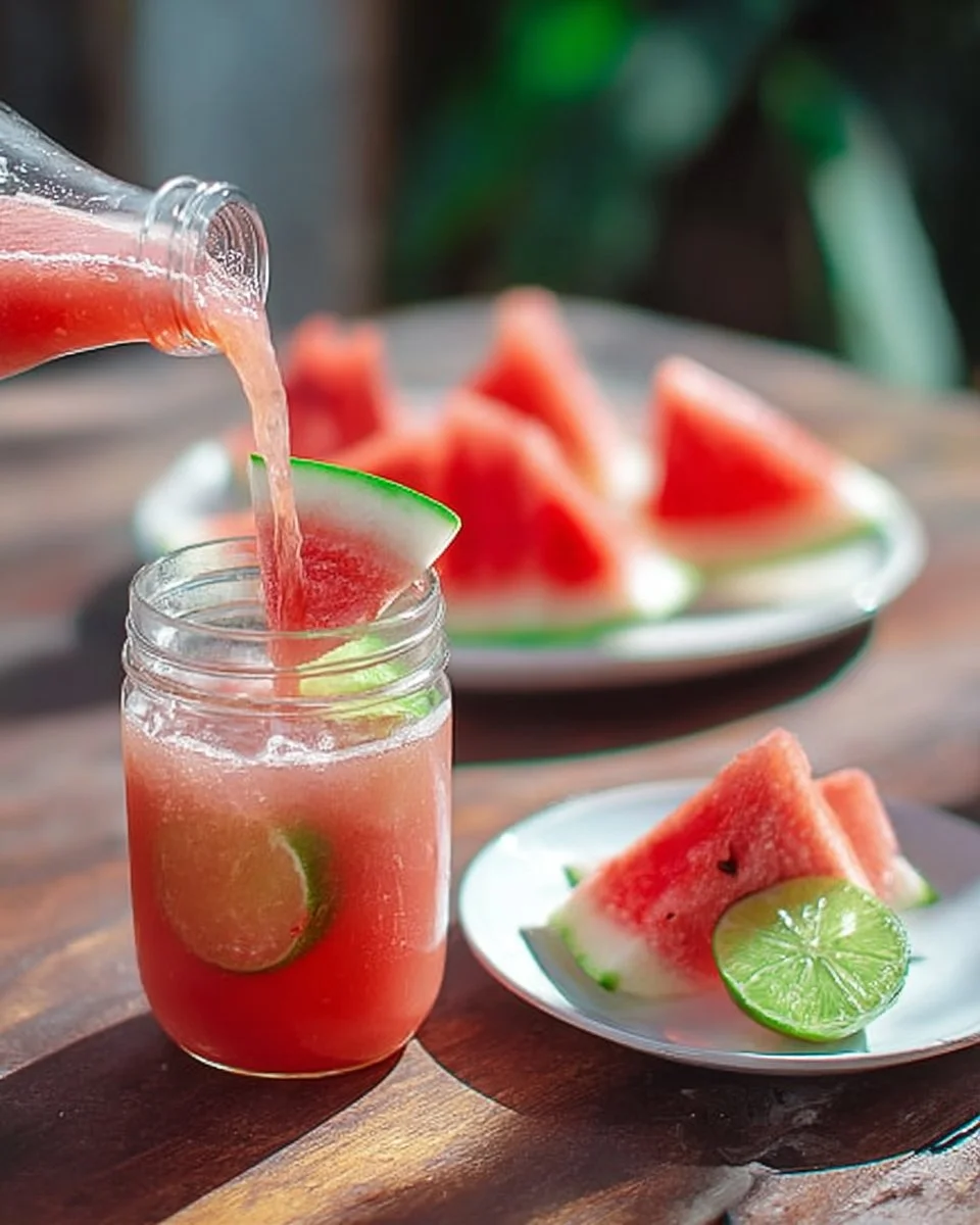 Refreshing Watermelon Strawberry Punch in a glass with fruit slices