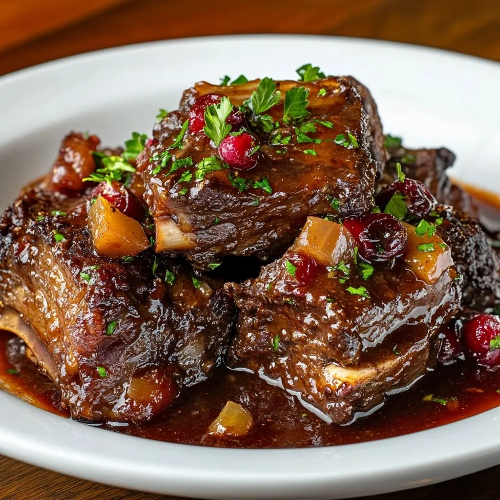 Crockpot Cranberry Beef Short Ribs