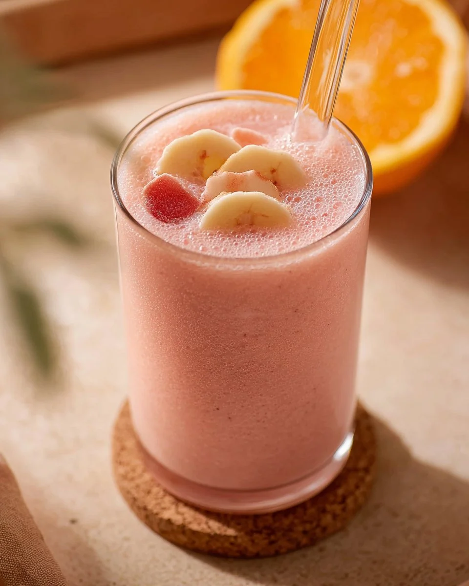 Cranberry sauce smoothie with fresh fruit and creamy texture in a glass