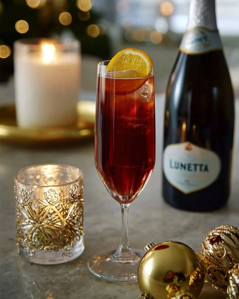 A glass of Royal Kir cocktail garnished with berries.