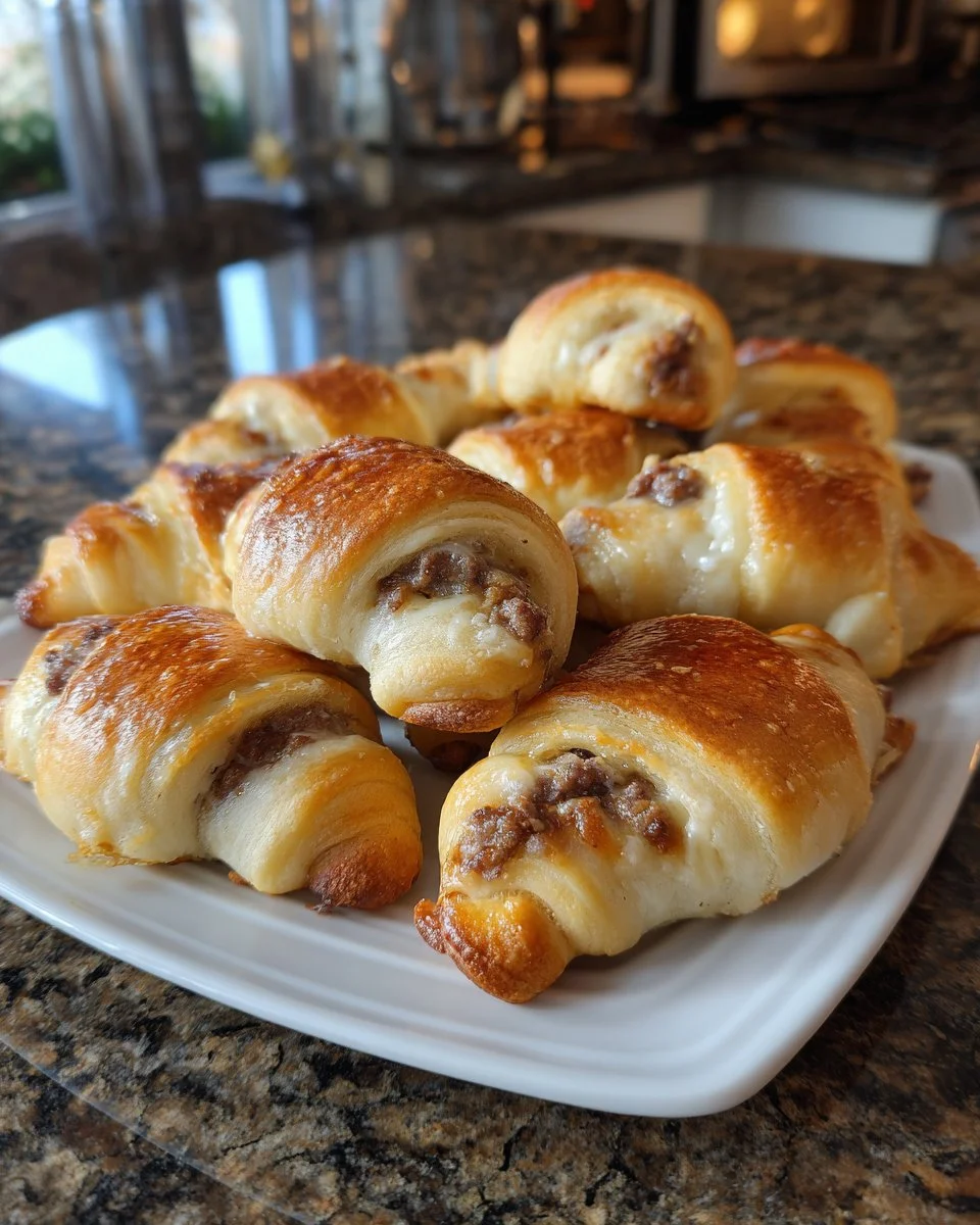 Sausage Cream Cheese Crescent Rolls fresh out of the oven
