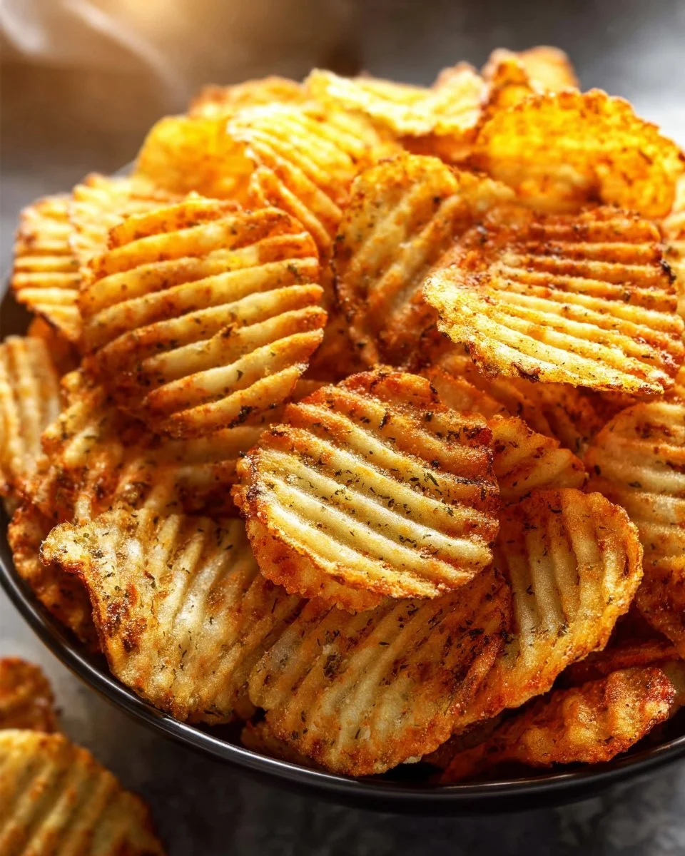 Air Fryer Dill Pickle Potato Chips for a crunchy and tangy snack