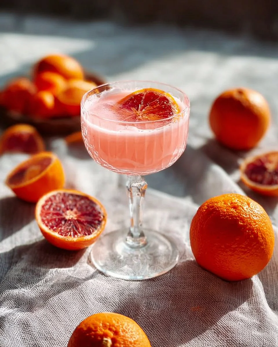 Blood Orange Pineapple Margarita served in a chilled glass with vibrant orange and yellow hues.