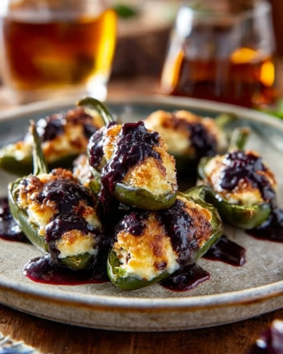 Blueberry brie jalapeño poppers served on a platter with fresh ingredients