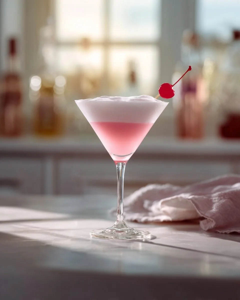 A refreshing Blushing Apricot Sour cocktail served in a glass with garnishes.