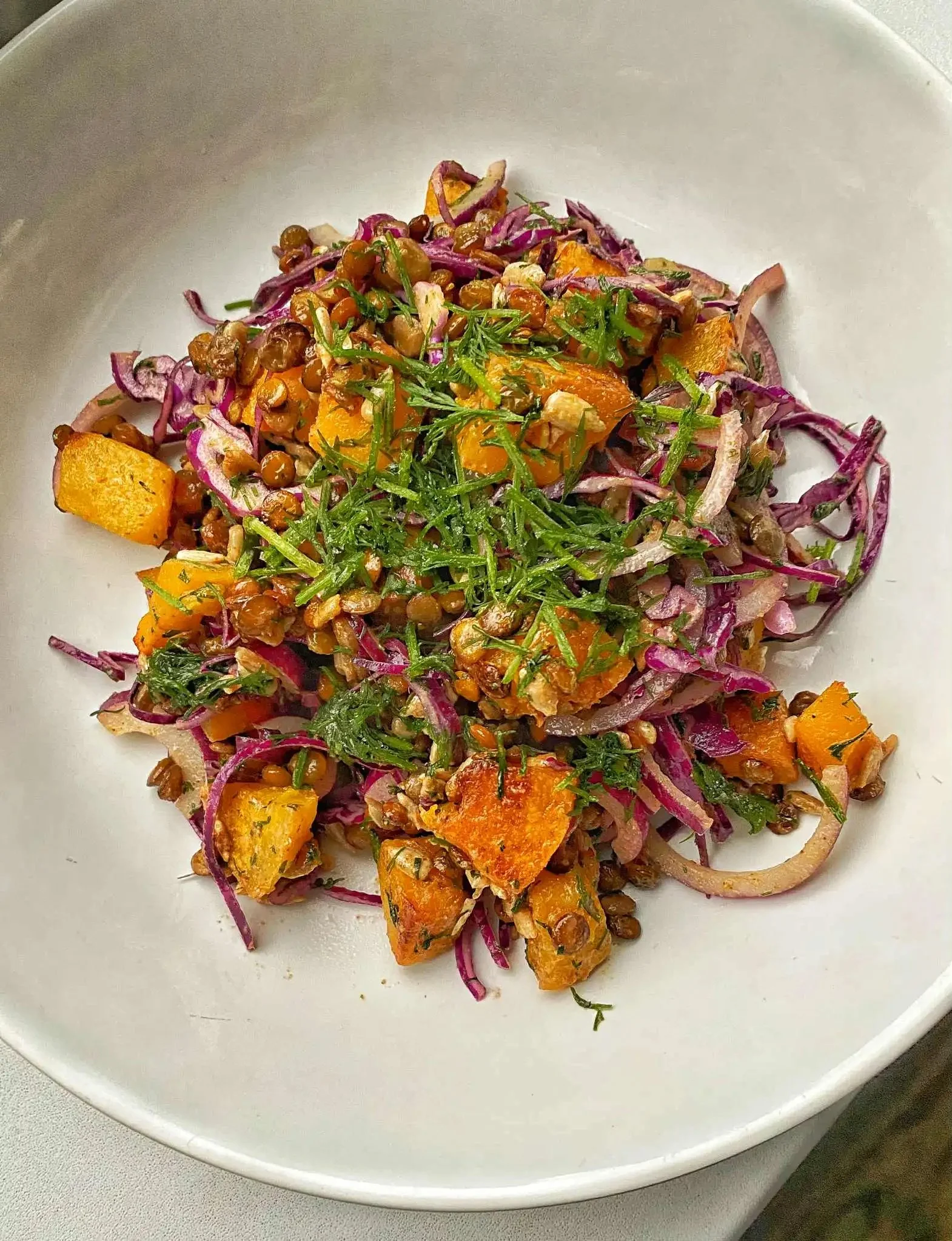 Crispy Lentil and Pumpkin Salad
