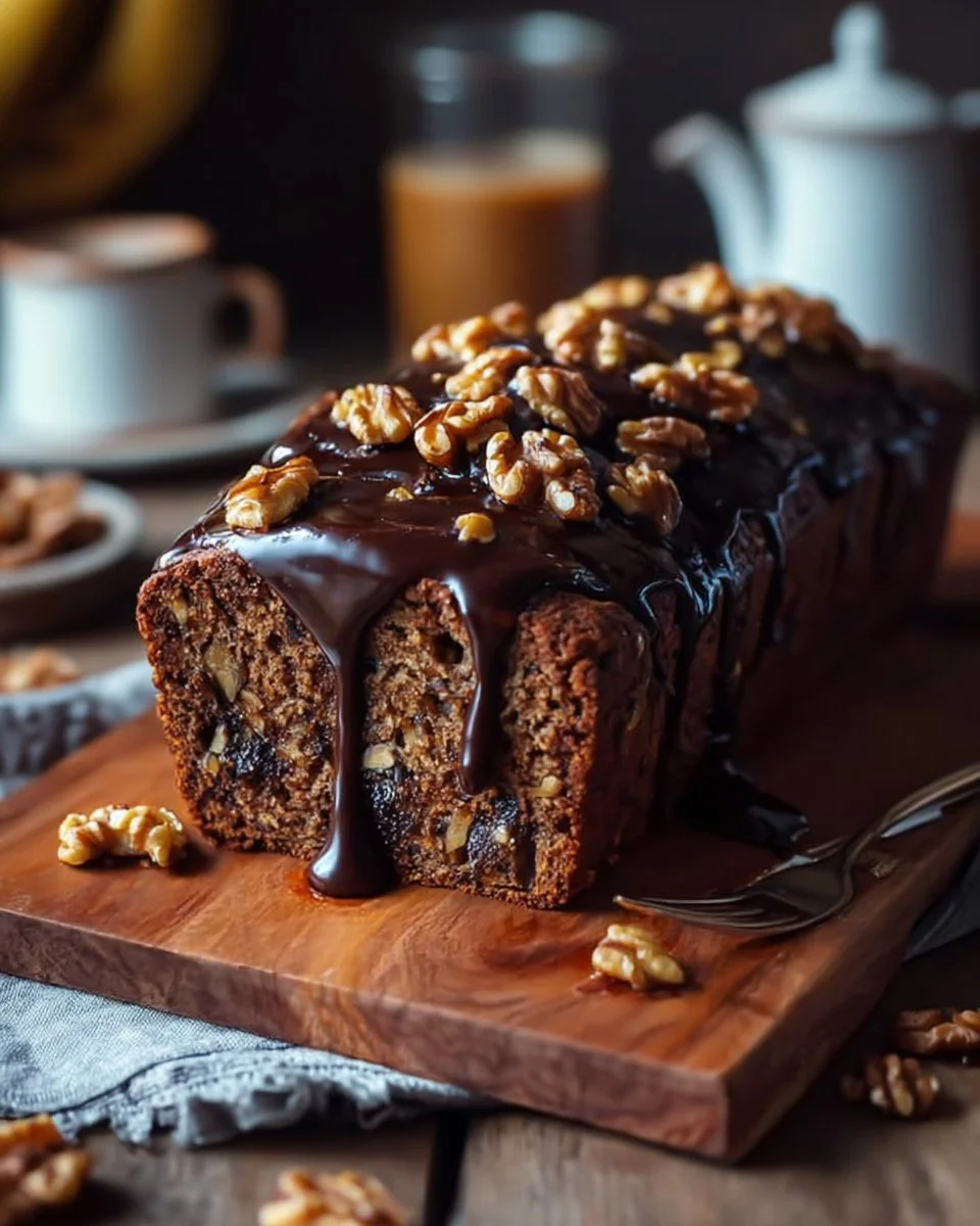 Date Coffee Loaf Cake with Walnuts and Rich Espresso Glaze