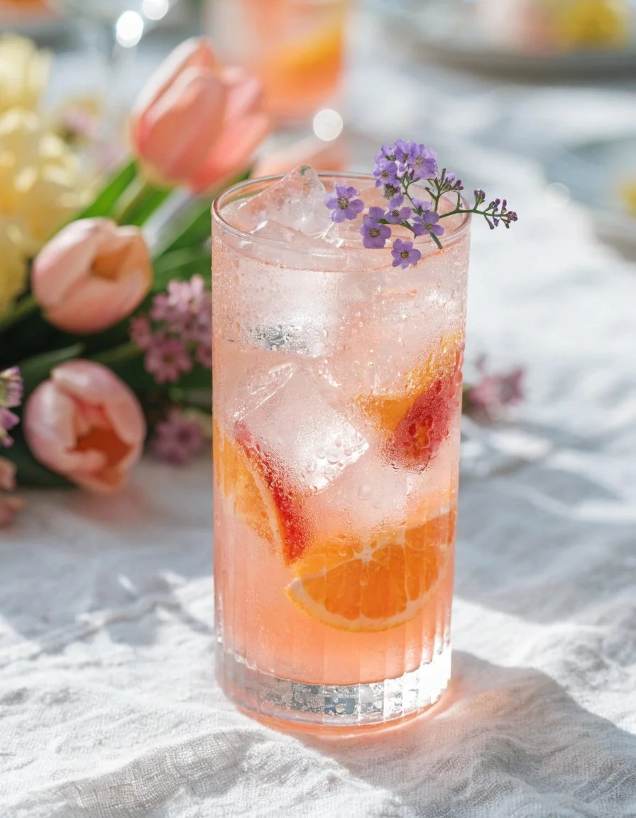 Refreshing Easter Morning Mocktail served in a festive glass with garnishes.