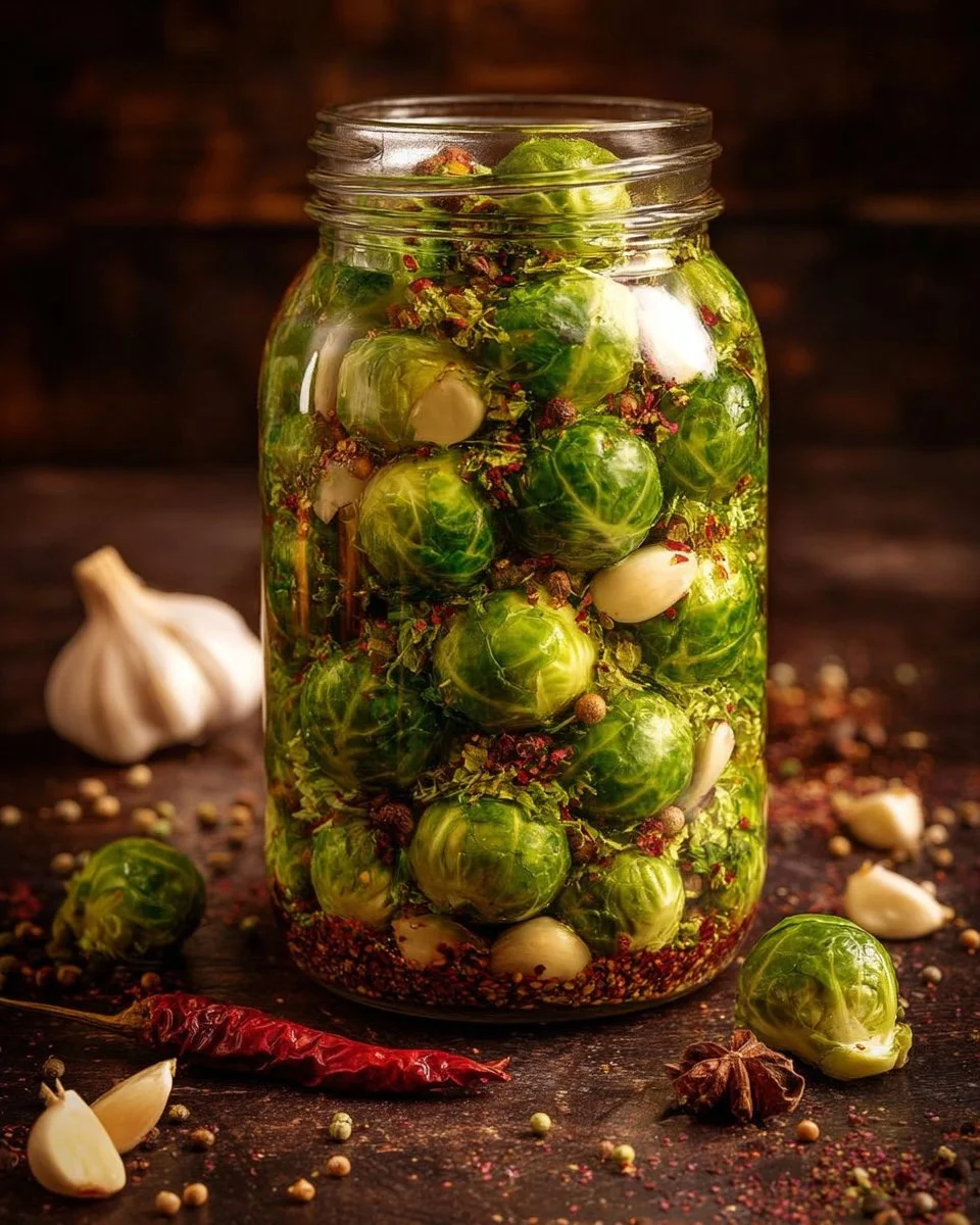 Frog Balls - Delicious pickled Brussels sprouts in a jar
