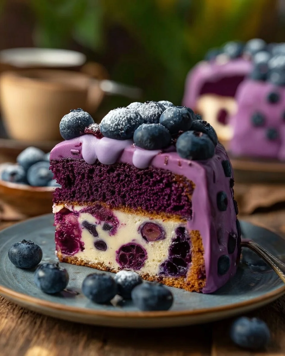 Frosted Blueberry Cake with Purple Sweet Potato