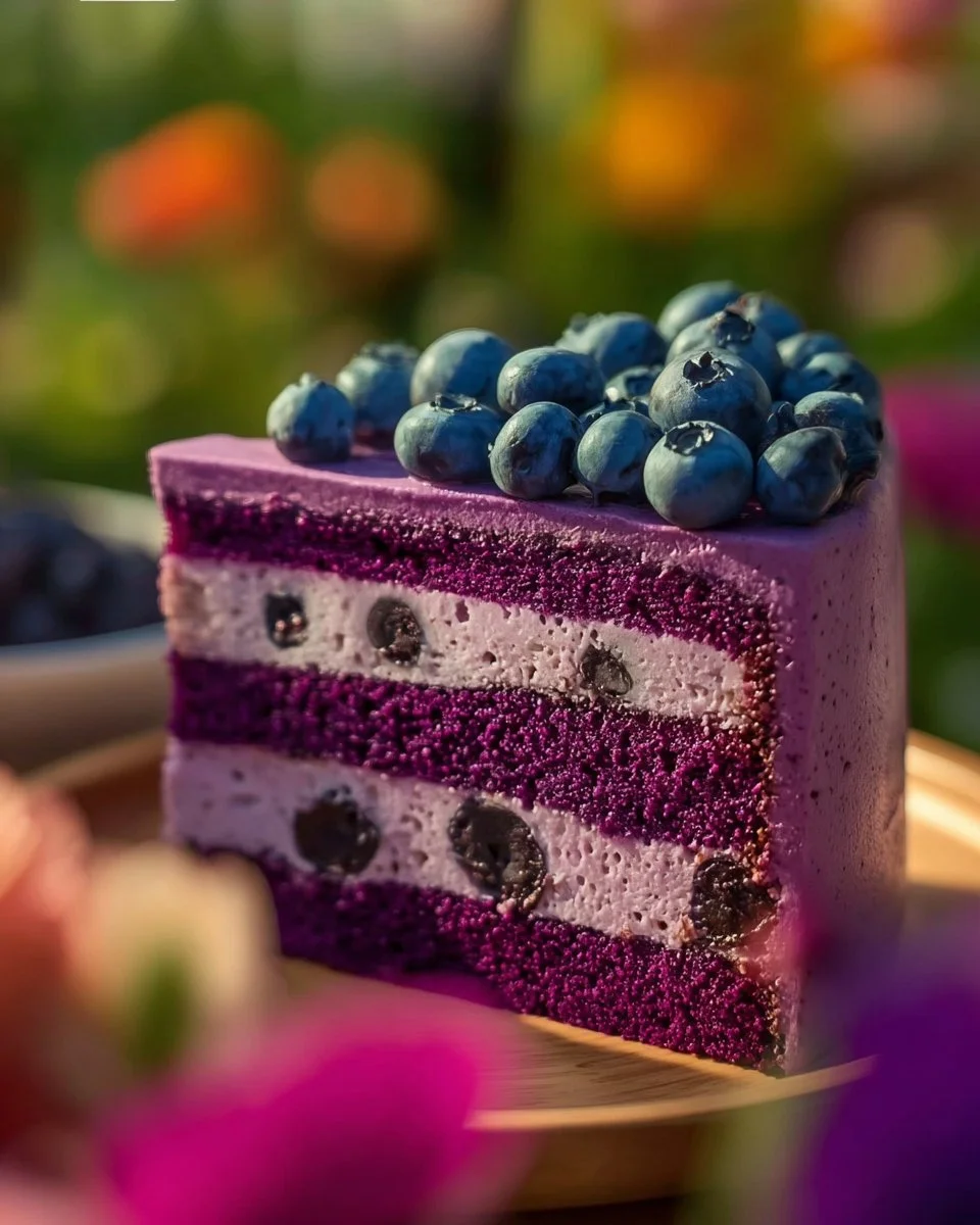 Frosted Blueberry Cake with Purple Sweet Potato