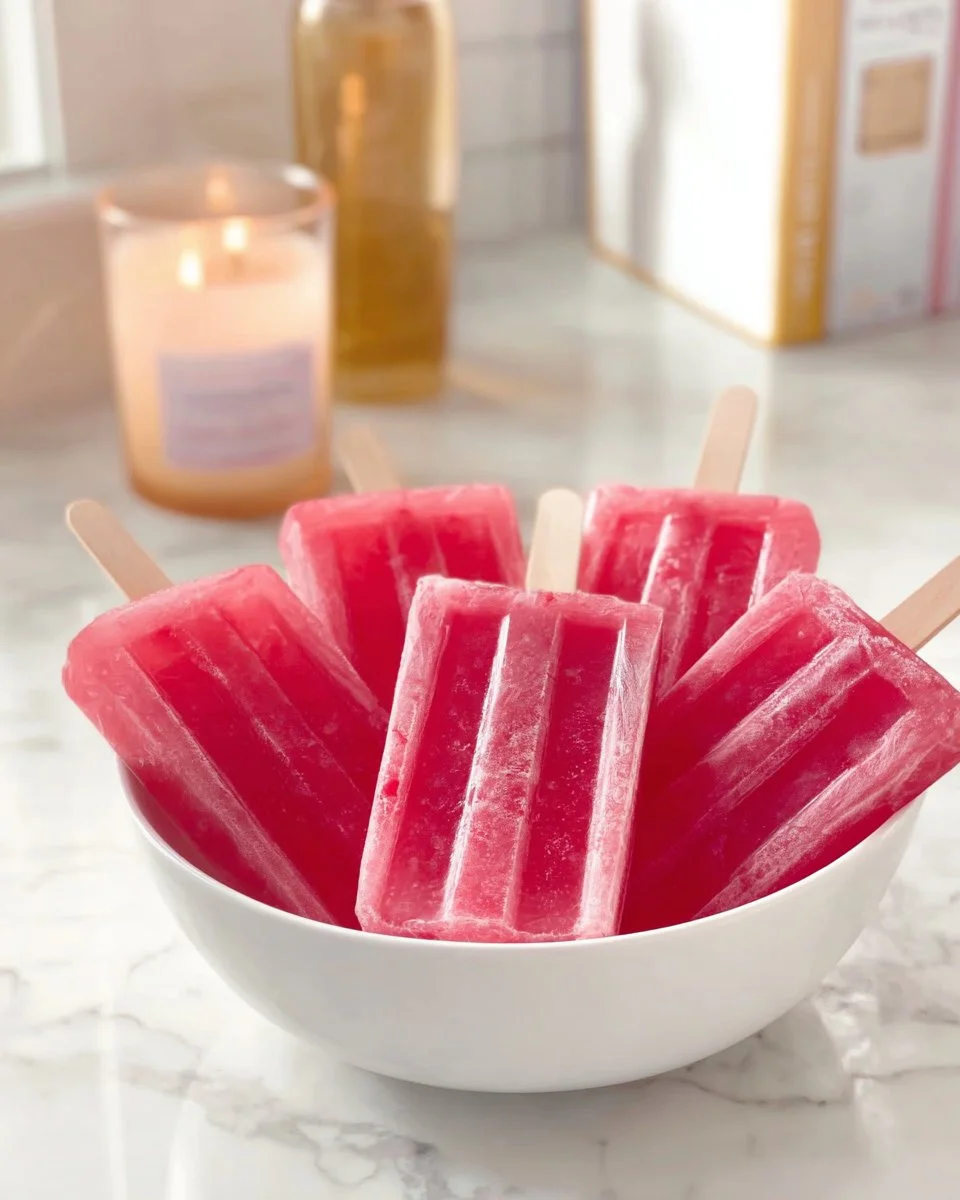 Homemade Margarita Popsicles with lime and tequila for a refreshing summer treat.