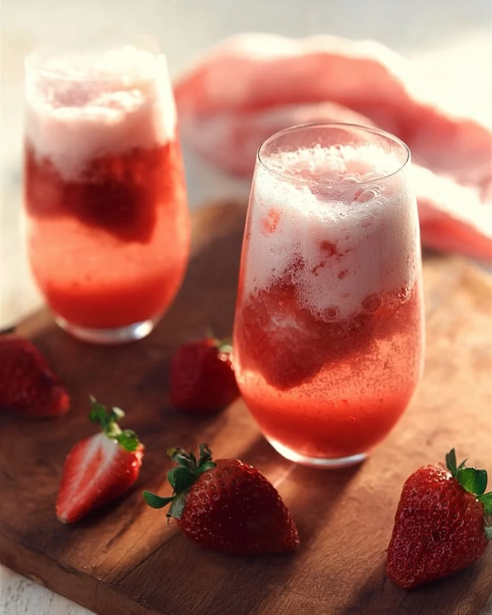 Sparkling Strawberry Floats {Cocktail or Mocktail}