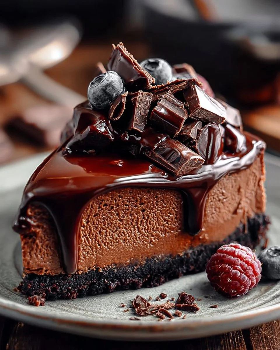 The Most Delicious Chocolate Cheesecake with Ganache