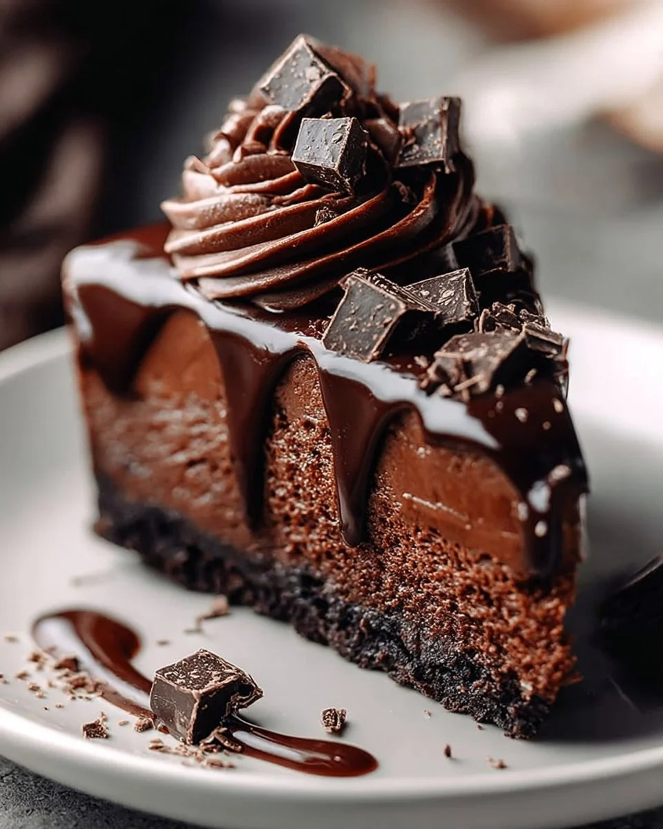 The Most Delicious Chocolate Cheesecake with Ganache