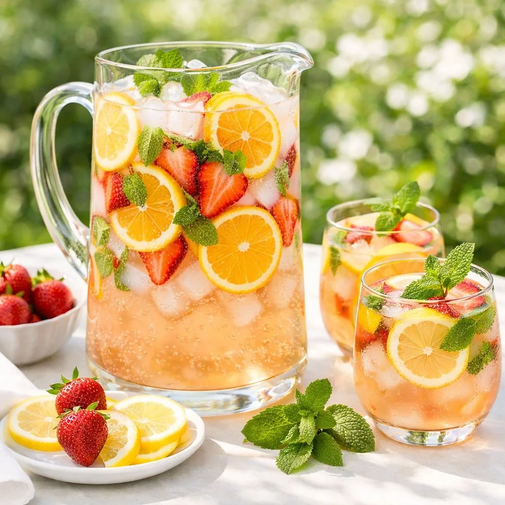 Batched Strawberry Mocktail Sangria (Pitcher Recipe)
